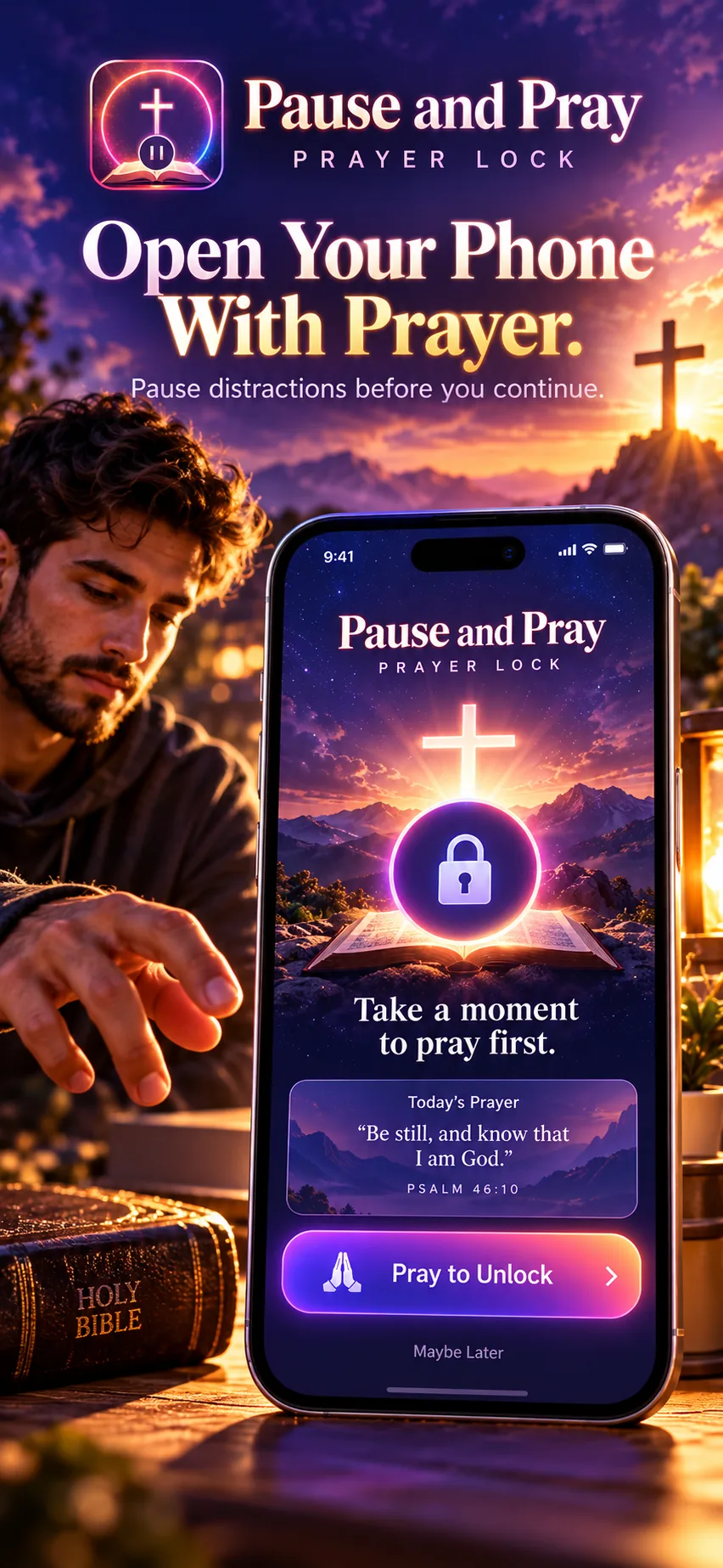 Prayer Lock asks you to pray before opening distracting apps
